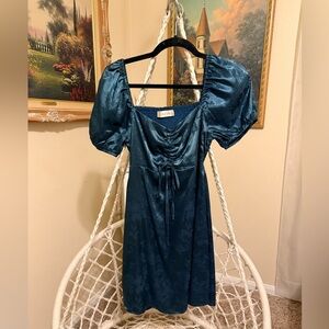 Altar’d State Teal Puff Sleeve Dress